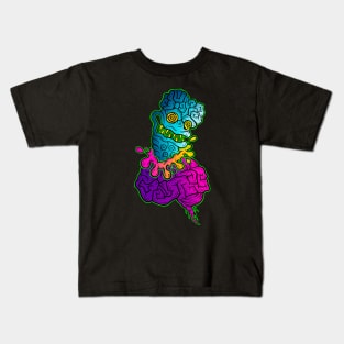 Blue brain eating guy Kids T-Shirt